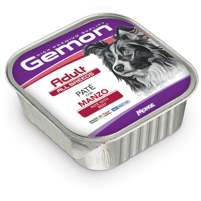 Alimento umido Gemon Adult Paté con Manzo 150 g per cani adulti di tutte le taglie. Alimento umido Gemon Adult Paté con Manzo 150 g per cani adulti di tutte le taglie.